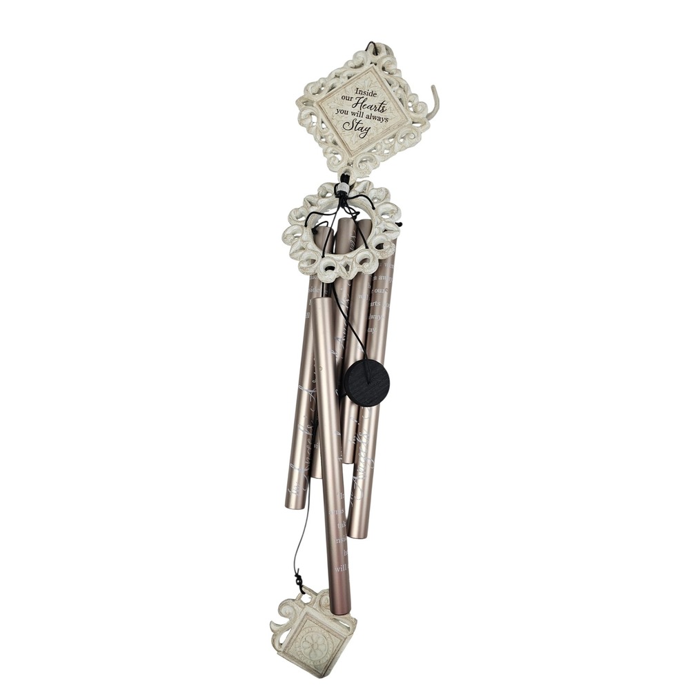 In Angels Arms Memorial Wind Chime Rose Gold Sympathy Remembrance Gift Ornate